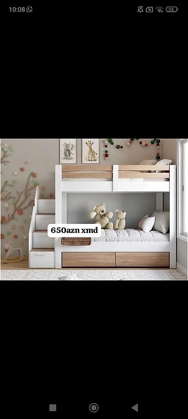 kreditle divan kreslo: Uşaq üçün ikimərtəbəli çarpayı dəsti - Model: pilləkənli 2 mərtəbəli — 1