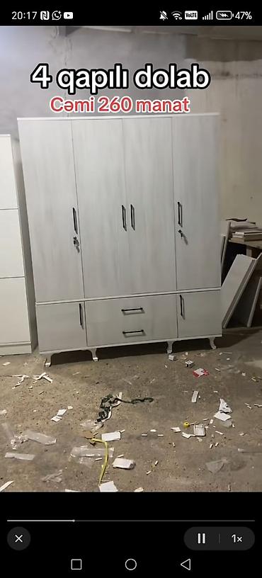 qardirob: HuAçıq krem rəngli, müasir dizaynlı paltar dolabı - 4 qapılı — 5