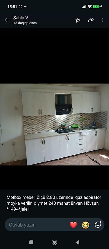 077 613 12 74 Mətbəx mebeli dəsti - Ölçü: 2.80 m - Komplektə daxildir lalafo.az -da 077 613 12 74 Mətbəx mebeli dəsti - Ölçü: 2.80 m - Komplektə daxildir
