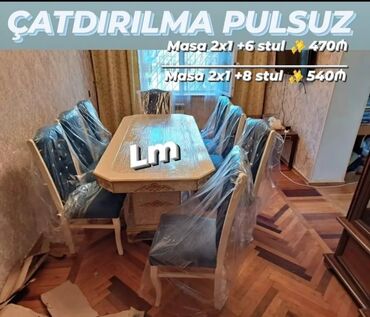 madeyra mebel stol stul: Qonaq otağı üçün, Yeni, Açılmayan, Dördbucaq masa, 6 stul, Azərbaycan