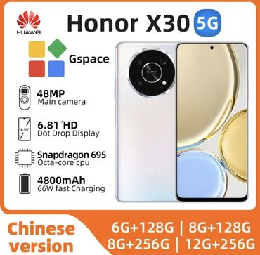 yeni model telefonlar: Honor X30, 256 GB, İki sim kartlı, Face ID, Sənədlərlə