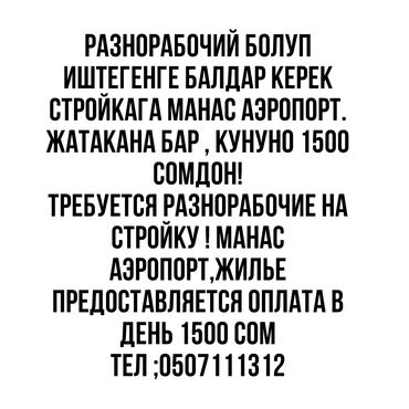 наня жумуш: Талап кылынат Ар түрдүү жумуштарды жасаган жумушчу, Төлөм Жума сайын, Тажрыйбасыз