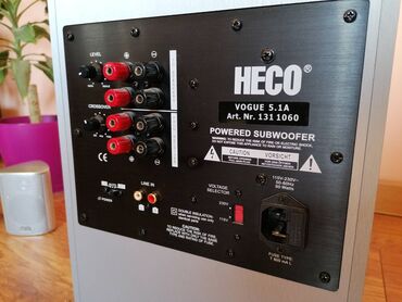 Zvučnici i stereo sistemi: Heco Vogue 5.1A Subwoofer: Snaga: 60/120 W RMS Frekventni odziv — 11