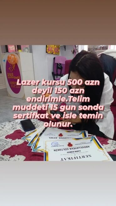 Gozəllik və sağlamlıq: Lazer epelyasiya kursuna yazilmaq isteyen telebeler oz isinizi qurmaga