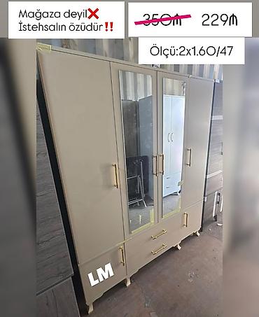 masa acilan: Üç qapılı paltar dolabı - Ölçü: 2 x 1.60 x 47 sm (hündürlük x en x — 1