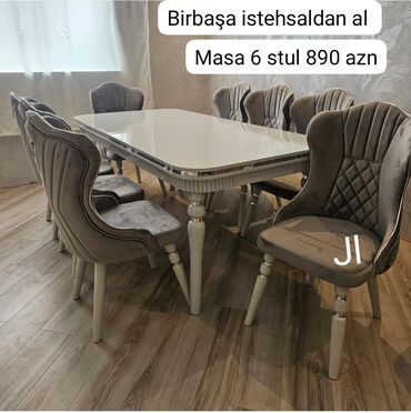 Dolablar: Dördbucaq masa, 6 stul
