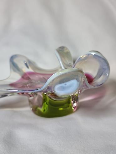 Вазы: Bohemia, художественное стекло КАНФЕТНТЦА РЕДКАЯ С БЕЛОЙ КАЙМОЙ — 6