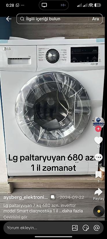 Məişət texnikası: LG paltaryuyan maşın – 7 kq • Inverter motor • Smart diaqnostika • — 1