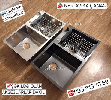 Aspiratorlar: Yeni Kvadrat Mətbəx çanağı, Şkafsız, Paslanmaz polad, Pulsuz çatdırılma