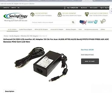 Adapteri i punjači za laptop: AC adapter / punjač za LCD monitor Daewoo CH-1205P, LM17A 17" - Tip — 6
