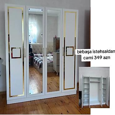 kapron borular: Yeni, 4 qapılı, Güzgülü, Ağ, Açılan, Düz dolab — 1