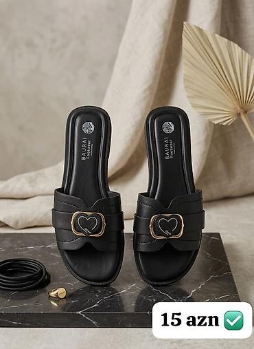 yay ayaqqabı: Qadın üçün slayd tərzli şip-şaplar – BAURAI Footwear - Rənglər: qara — 1