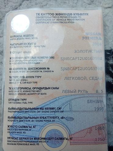 hozon neta l: Nissan Primera: 2004 г., Бензин, Седан — 10