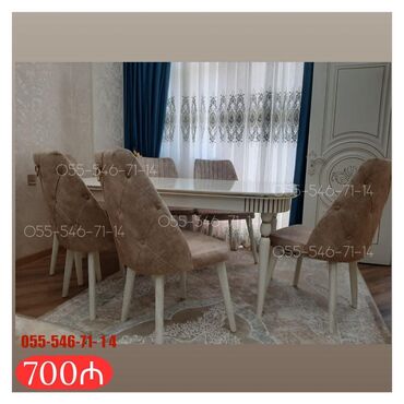круглый стол на заказ: Qonaq otağı üçün, Yeni, 6 stul