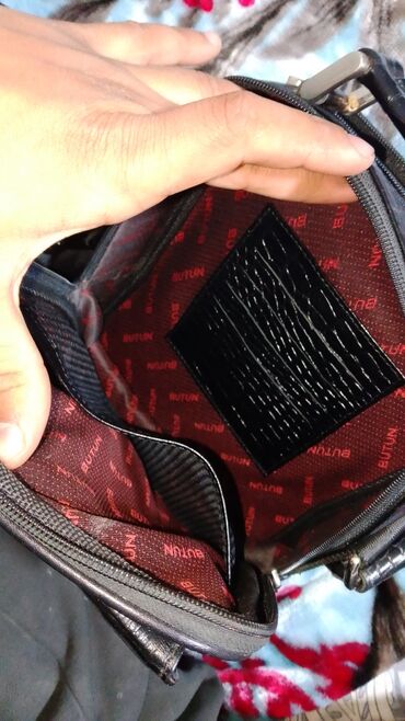 Визитницы: Мужская сумка через плечо BUTUN, черная, фактура под крокодила — 4