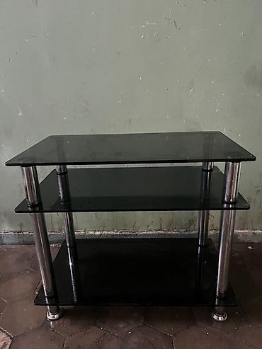 tv set mebel: Şüşə TV stendi / media konsolu - 3 mərtəbəli quruluş: üst panel və — 2