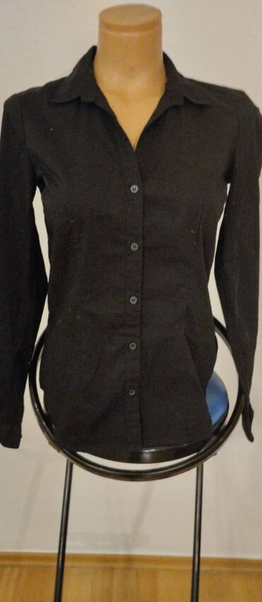 Košulje, bluze i tunike: H&M, S (EU 36), Jednobojni, bоја - Crna