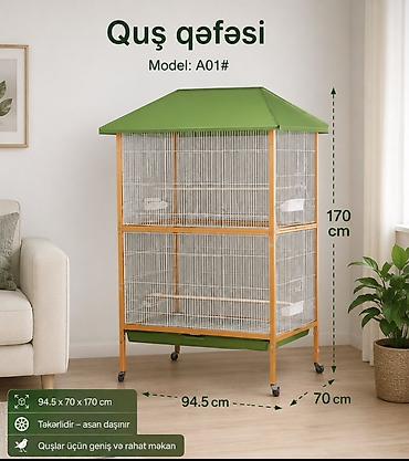 akvarium az: Quş qəfəsi – Model: A01# - Ölçülər: 94.5 × 70 × 170 sm - Təkərlidir – — 1