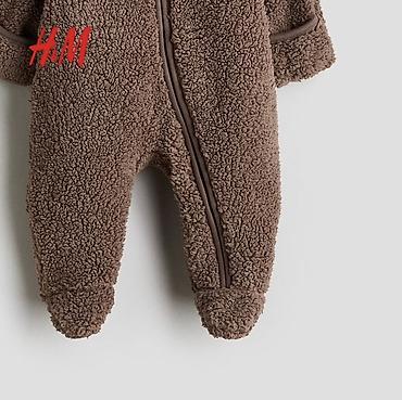 тёплая рубашка: Теплый комбинезон H&M на 4-6 м - Модель: плюшевый комбинезон с — 3