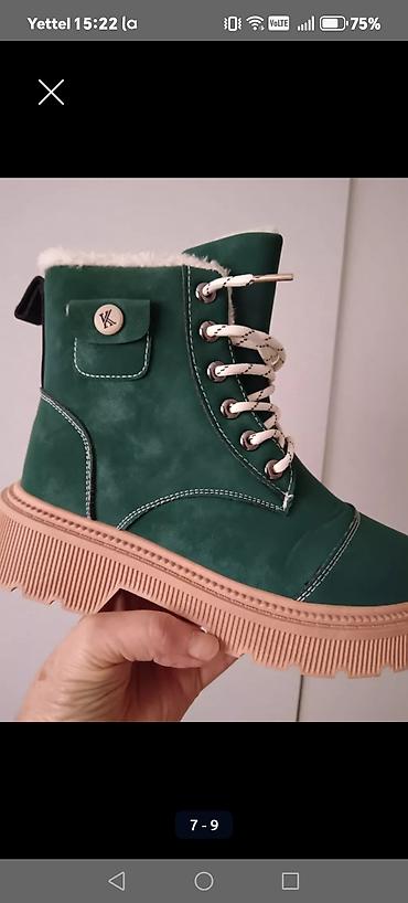 Gležnjače: Ženske zimske čizme do članka - Boja: tamnozelena gornjište, bež đon — 4