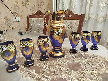 caydan: Kobalt-mavi şüşədən hazırlanmış elegan süfrə dəsti: - 1 ədəd böyük — 1