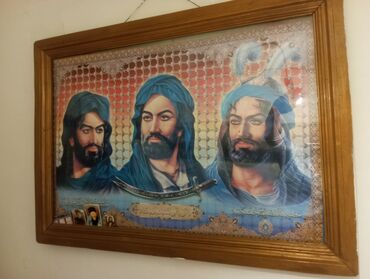 dini divar kağızları: Divar üçün çərçivəli dini tablo - Ölçü: təxminən orta ölçülü (şüşəli