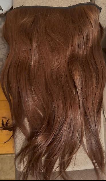 at quyruğu saç: Təbii görünüşlü qəhvəyi saç teli-uzatma (hair extension) - Rəng: isti — 1