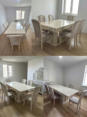 Qonaq otağı üçün, İşlənmiş, Açılan, Dördbucaq masa, 6 stul