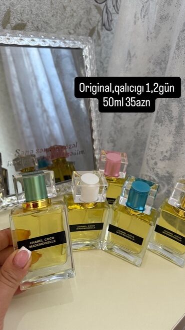Ətriyyat: 50 ml həcmində orijinal ətir təklif olunur. Bu ətirlər 1-2 gün davamlı — 8