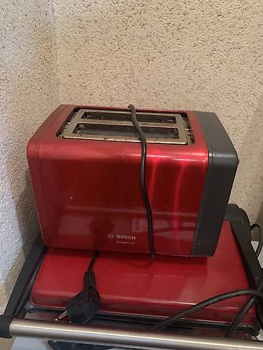 bosch toster: Bosch DesignLine tost çörək qızardanı - Rəng: qırmızı (metallik), yan — 1