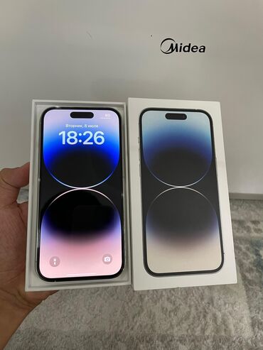 монитор обмен: IPhone 14 Pro, Б/у, 128 ГБ, Белый, Защитное стекло, Коробка, 84 %