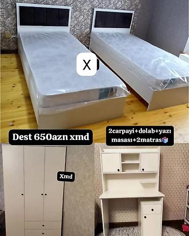 Uşaq/yeniyetmə otağı üçün mebel dəsti Tərkib: - 2 ədəd çarpayı - 2