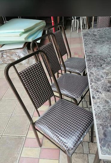 kafe stul: Metall karkaslı yemək otağı/stolüstü stulları - Material: qalın — 2