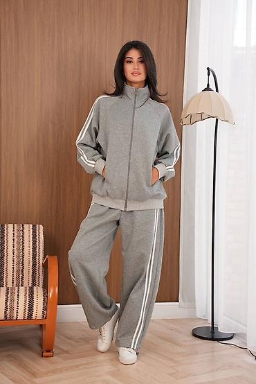 nike tech flecce: Спортивный костюм женский, серый меланж - Комплект из двух предметов — 3