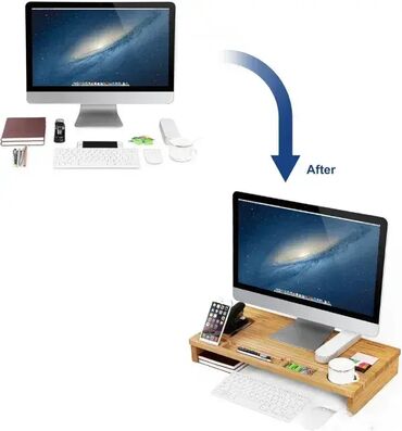 Druga oprema za računare i laptopove: Stalak za monitor od bambusa WENKO Germany, dimenzija cca 60,1 x 30 x — 8