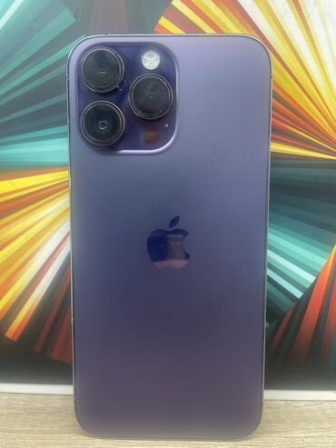 Apple iPhone: IPhone 14 Pro Max, Б/у, 256 ГБ, Deep Purple, Зарядное устройство, Защитное стекло, Чехол, 89 %