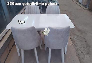Mətbəx üçün, Yeni, Açılmayan, Dördbucaq masa, 4 stul
