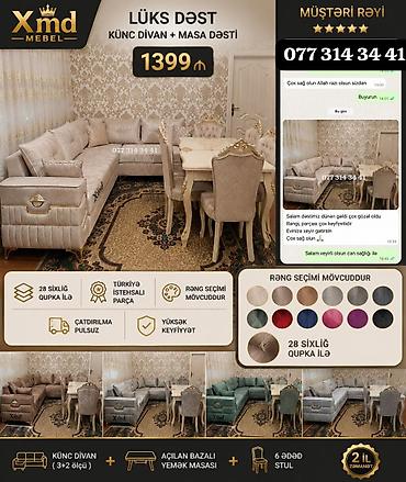 turkiye_tekstil instagram: Lüks dəst – künc divan + yemək masa dəsti Tərkibi: - Künc divan (3+2 — 1