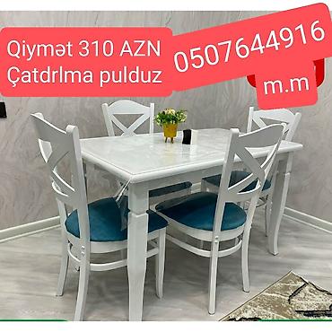 gence stol: Mətbəx üçün, Yeni, Açılmayan, Dördbucaq masa, 4 stul — 3