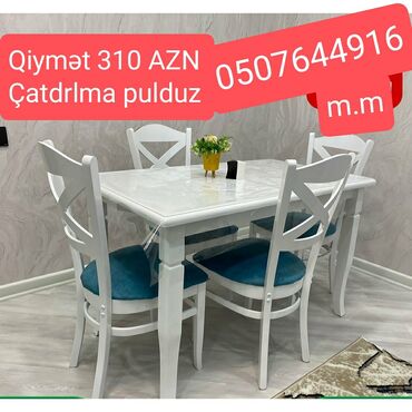 Masa və oturacaq dəstləri: Mətbəx üçün, Yeni, Açılmayan, Dördbucaq masa, 4 stul -da lalafo.az — 2 Masa və oturacaq dəstləri: Mətbəx üçün, Yeni, Açılmayan, Dördbucaq masa, 4 stul — 2