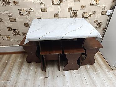 study table: Кухонный комплект: стол + 4 табурета - Компактный прямоугольный стол — 2