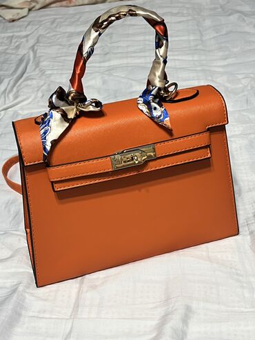 оранжевая сумка: Сумка под Hermes 25 см