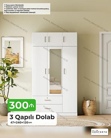 3 qapılı dolab — 47×240×120 sm - Material: 18 mm laminat - Rəng