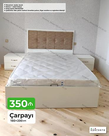 Çarpayı – 160×200 sm - Mexanizm: açılan, bazalı (alt hissədə geniş