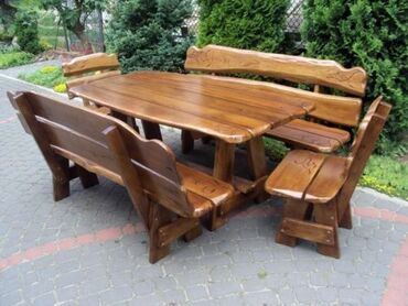 Bağ, çöl masa və oturacaq dəstləri: Yeni, Dördbucaq masa, 6 stul, Açılmayan, Stullar ilə, Taxta, Azərbaycan — 12