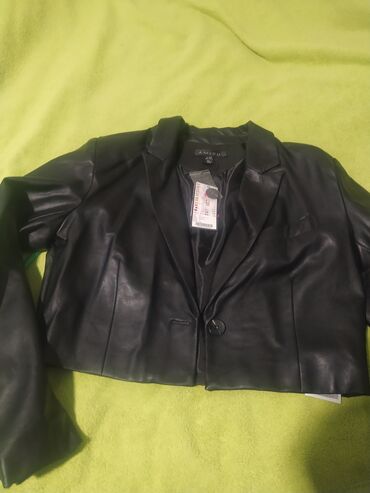 kozna jakna sa pravim krznom: L (EU 40), Koža, Jednobojni
