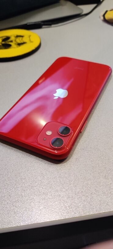 Apple iPhone: IPhone 11, Б/у, 128 ГБ, Красный, Зарядное устройство, Чехол, Кабель, 76 %