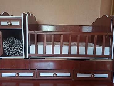 motosiklet sekilleri: Uşaq beşiyi və komodlu modul dəsti - Material: taxta/laminat, tünd — 1