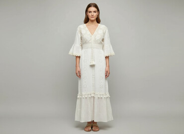 sukienki ażurowa biała boho: Women`s dress, size S