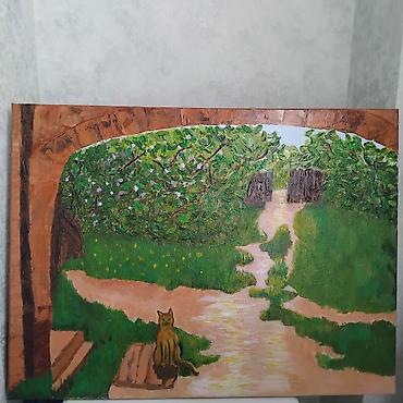 eşək şəkli: Qədim İtaliya Bağlarına Açılan Tağ 80×60 Kətan üzərində akril boya — 3